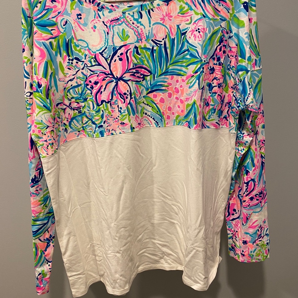 Lilly Pulitzer NWT L Finn Top Multi Colored top Modal/Cotton/Spandex